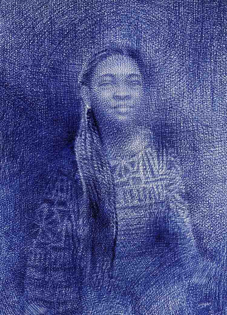 Ballpoint pen drawing on paper titled: TT's portrait