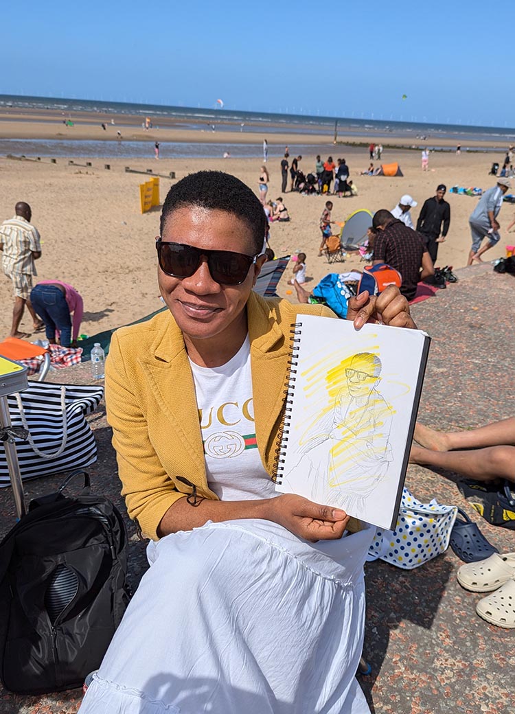 Life portrait drawing at Whales Beach, UK